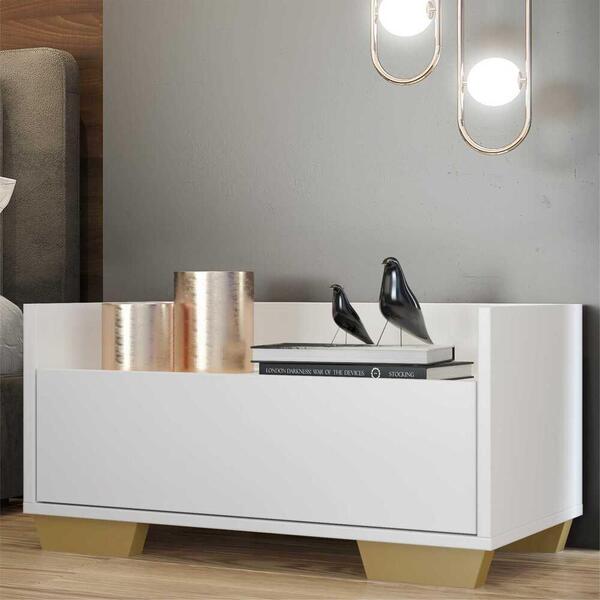 Mesa De Cabeceira 80 Cm C/ Pés Quadrados Multimóveis Branca/n