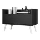 Mesa De Cabeceira 80 Cm C/ Pés Retrô Multimóveis Preta/branca