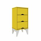 Mesa De Cabeceira  03 Gavetas Twister Tililin Móveis Amarelo