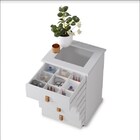 Mesa De Cabeceira  Porta Joias Com Tampo De Vidro Rossi Branco