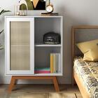 Mesa De Cabeceira Alta Rattan Mdf Branco Ofertamo Quarto