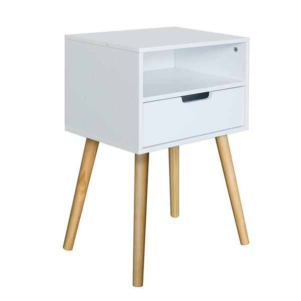 Mesa De Cabeceira Amália 1 Gtv Branca E Natural