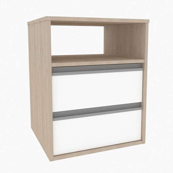 Mesa De Cabeceira Amora 2 Gv Branca E Noce