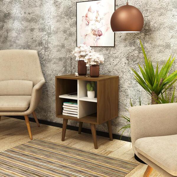 Mesa De Cabeceira/apoio Multimóveis Cr35015 Capuccino/off Whi