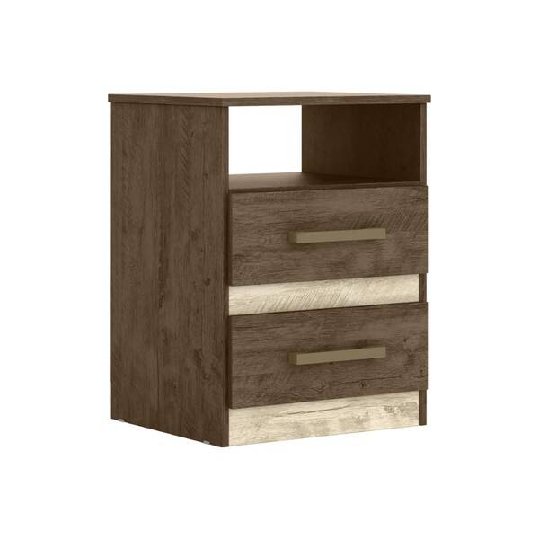 Mesa De Cabeceira Bella 2 Gavetas Castanho Wood Avelã Wood Fl