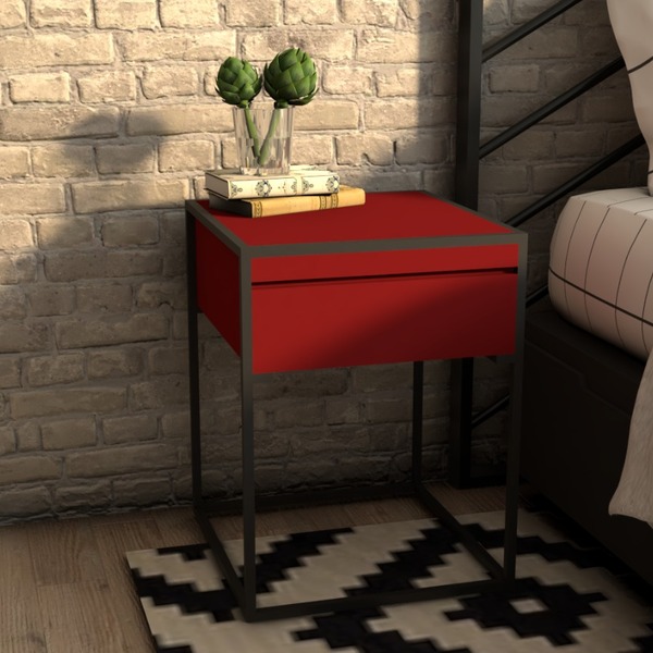 Mesa De Cabeceira Berlim 1 Gaveta Marsala - Tendenci