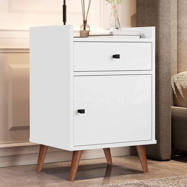 Mesa De Cabeceira Bienna Branco Com Porta