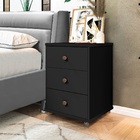 Mesa De Cabeceira Bond Preta C/ Pés De Rodinha