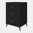 Mesa De Cabeceira Bond Preta C/ Pés Retro E Gaveta Secreta