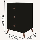 Mesa De Cabeceira Bond Preta C/ Pés Retro E Gaveta Secreta