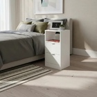 Mesa De Cabeceira Branca 30cm Com 2 Gavetas E 1 Nicho Para Qu