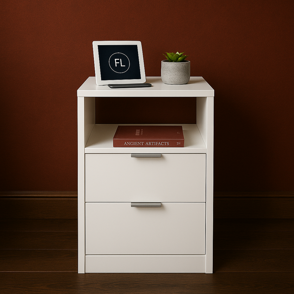 Mesa De Cabeceira Branca 40cm Com 2 Gavetas E 1 Nicho Para Qu