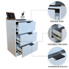 Mesa de Cabeceira Branca 50cm com 3 Gavetas Para Quarto Escri