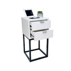 Mesa De Cabeceira Branco Base Preta C/ 2 Gavetas Industrial