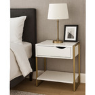 Mesa De Cabeceira Branco Dourado 1 Gaveta Nicho Quarto Cama L