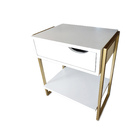 Mesa De Cabeceira Branco Dourado 1 Gaveta Nicho Quarto Cama L