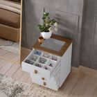 Mesa De Cabeceira C/ Divisória Tampo De Vidro Rossi Br/am