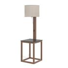 Mesa De Cabeceira C/ Luminaria Integra Finger Amadeirado/pret