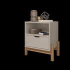 Mesa De Cabeceira C/ Nicho E Gaveteiro Porta Itens Aurora Off