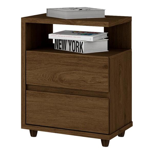 Mesa De Cabeceira Campeche 02 Gavetas Henn - Castanho