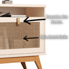 Mesa De Cabeceira Camu 1nicho 1porta Puxador Couro–pérola