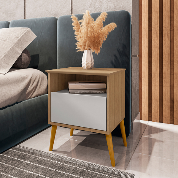 Mesa De Cabeceira Cancun Cinamomo/off White – Bechara Móveis