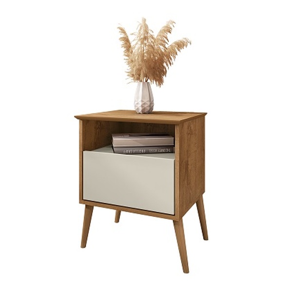 Mesa De Cabeceira Cancun Naturalle/off White – Bechara Móveis