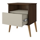 Mesa De Cabeceira Cancun Nogal/off White - Bechara Móveis