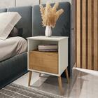 Mesa De Cabeceira Cancun Quarto Pés Madeira Maciça 1 Gaveta