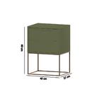 Mesa De Cabeceira Celina Com 2 Gavetas - Verde Musgo/dourado