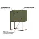 Mesa De Cabeceira Celina Com 2 Gavetas - Verde Musgo/dourado
