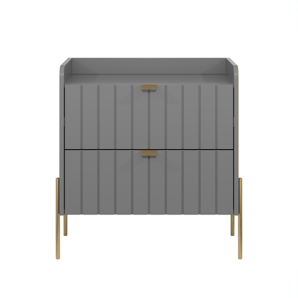 Mesa De Cabeceira Cinza Com Gaveta Pes E Puxadores Em Ferro D