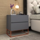 Mesa De Cabeceira Cinza Estilo Industrial Com Puxadores Cava