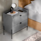 Mesa De Cabeceira Cinza Mdf Moriah 60cm Com Gaveta E Corrediç