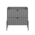 Mesa De Cabeceira Cinza Mdf Moriah 60cm Com Gaveta E Corrediç