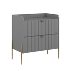 Mesa De Cabeceira Cinza Mdf Moriah 60cm Com Gaveta E Corrediç