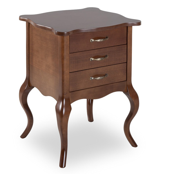 Mesa De Cabeceira Clássica 3 Gavetas Verniz Imbuia