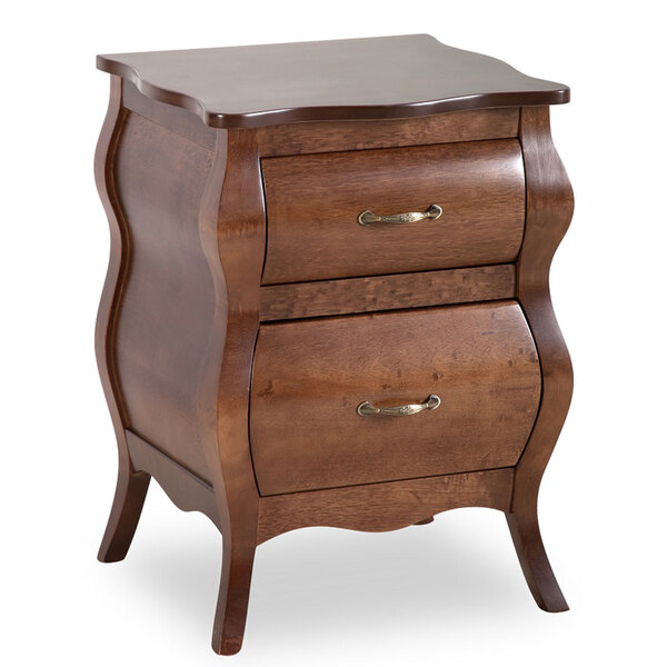 Mesa De Cabeceira Clássica Bombê 2 Gavetas Verniz Imbuia