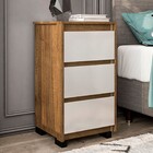 Mesa De Cabeceira Coimbra 3 Gavetas Freijó/off White - Polito