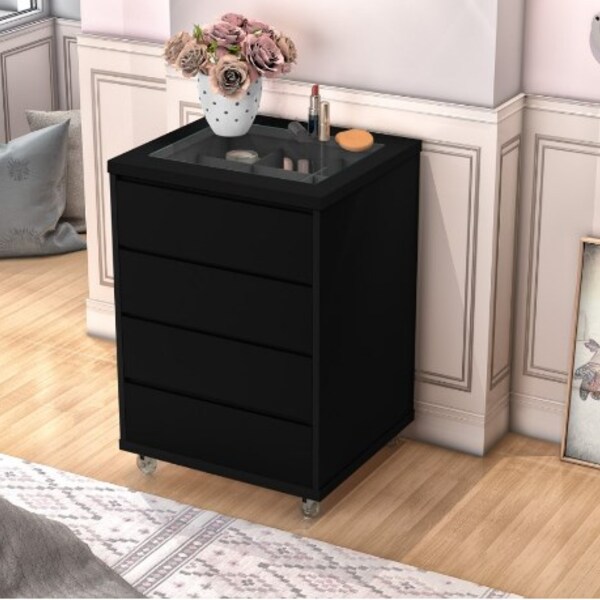 Mesa De Cabeceira Com 01 Colmeia Decor Preto Potente