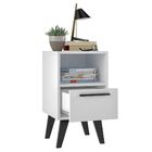 Mesa De Cabeceira Com 01 Gaveta Pés De Madeira Cain B03 Branc