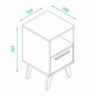 Mesa De Cabeceira Com 01 Gaveta Pés De Madeira Cain B03 Branc