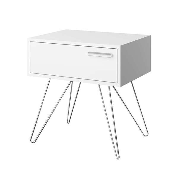 Mesa de Cabeceira com 1 Gaveta 881 - Carraro - Branco / Branco