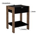 Mesa de Cabeceira Com 1 Gaveta E 1 Tomada Bivolt - Preto/nogal