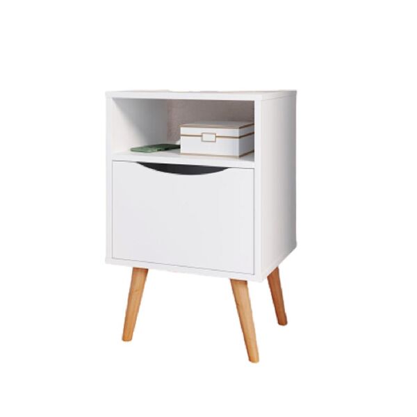 Mesa De Cabeceira Com 1 Gaveta Flex Jade Branco Pés Palito