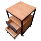 Mesa De Cabeceira Com 2 Gavetas E 4 Rodízios - Ferro E Madeir