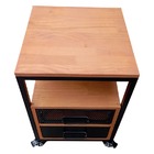 Mesa De Cabeceira Com 2 Gavetas E 4 Rodízios - Ferro E Madeir