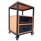 Mesa De Cabeceira Com 2 Gavetas E 4 Rodízios - Ferro E Madeir