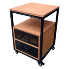 Mesa De Cabeceira Com 2 Gavetas E 4 Rodízios - Ferro E Madeir