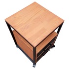 Mesa De Cabeceira Com 2 Gavetas E 4 Rodízios - Ferro E Madeir